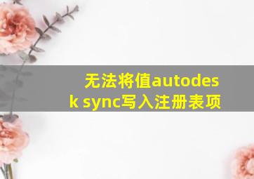 无法将值autodesk sync写入注册表项